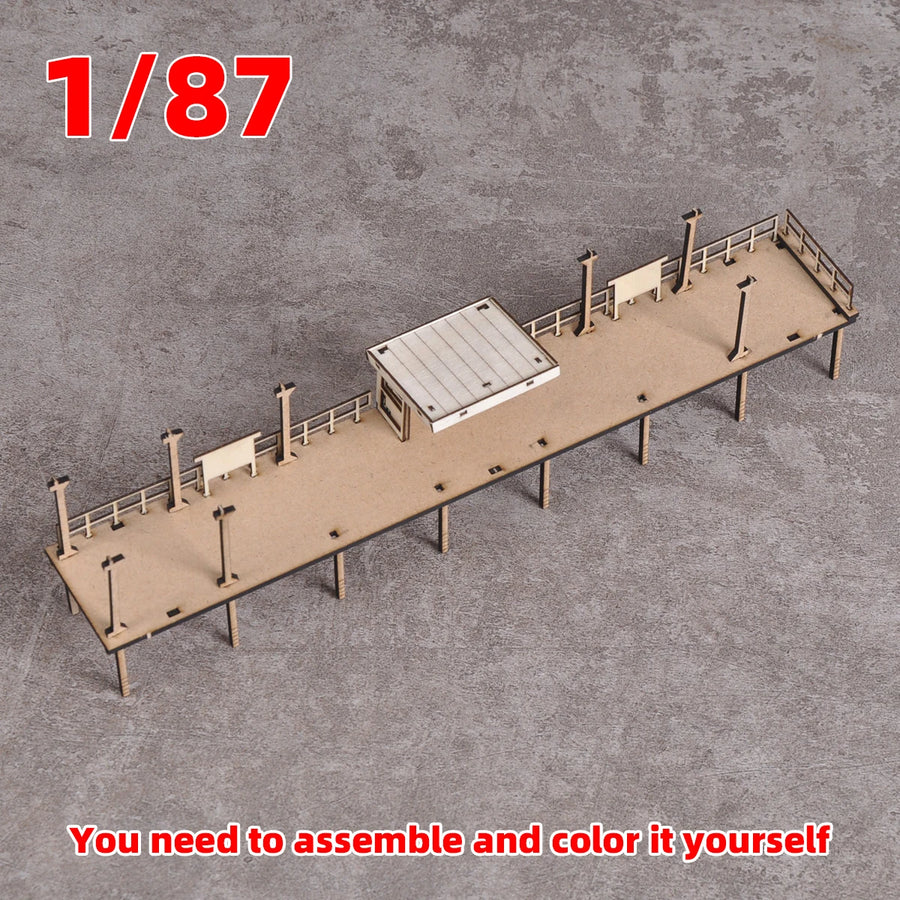 Assembly Architectural Sand Table Train Railway Residence Dwelling Railway Station Platform Diorama Scale Model Kit 1/87