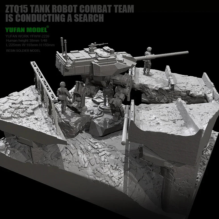 ZTQ15 Tank Robot Combat Team Search Diorama 1/48 Resin Kit - resin model view 2