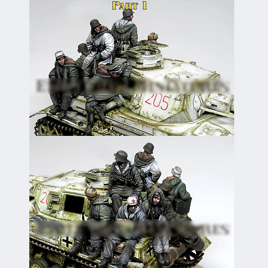 WWII Soviet Tank Crew Winter 1943 8-Figure Diorama 1/35 Resin Kit - resin model view 2
