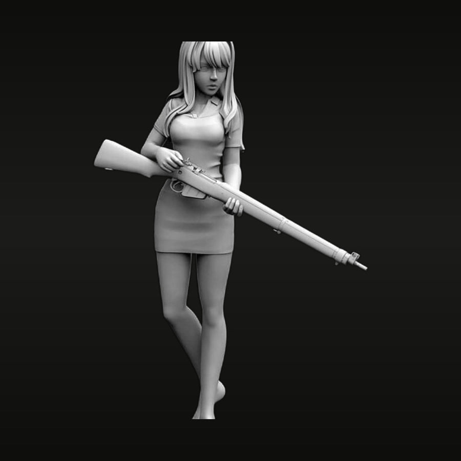 Anime Female Sniper with Rifle 1/24 Resin Figure Kit - unpainted resin model kit