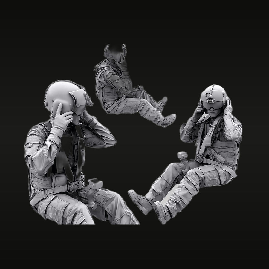Modern US Military Helicopter Pilots Set 1/35 Resin Figure Kit - unpainted resin model kit
