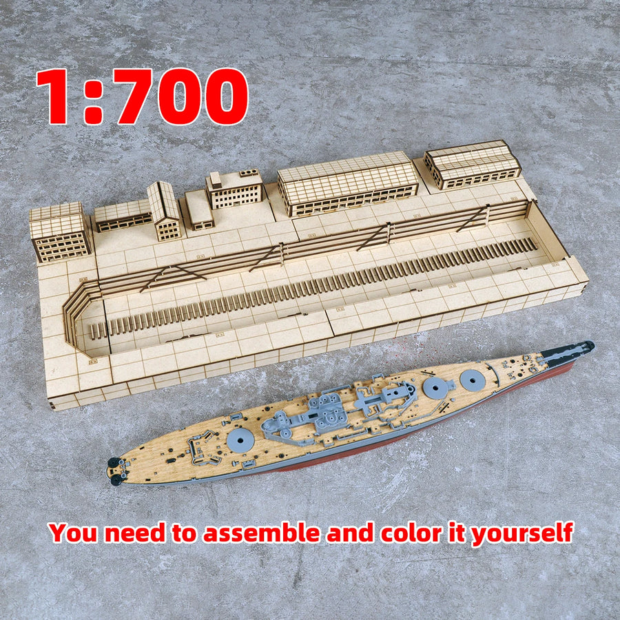 Assembly Architectural Model Sand Table Navy Yard Naval Base Building Shipyard Dockyard Ship Diorama Scale Model Kit 1/700