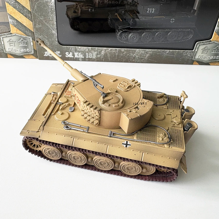 1/72 German Tiger Type Tank Model North Afric Alloy Finished Product Simulation Model for Children Adults Toy Collection Display