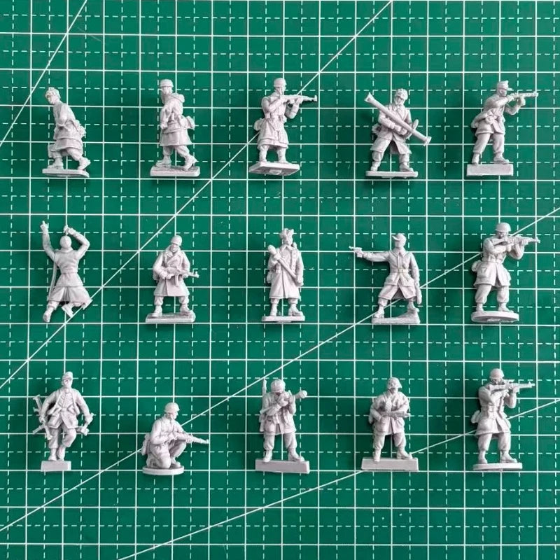 1/72 Scale Diecast Resin Figure Model Kit WWII German Paratroopers 15 Figures Unpainted