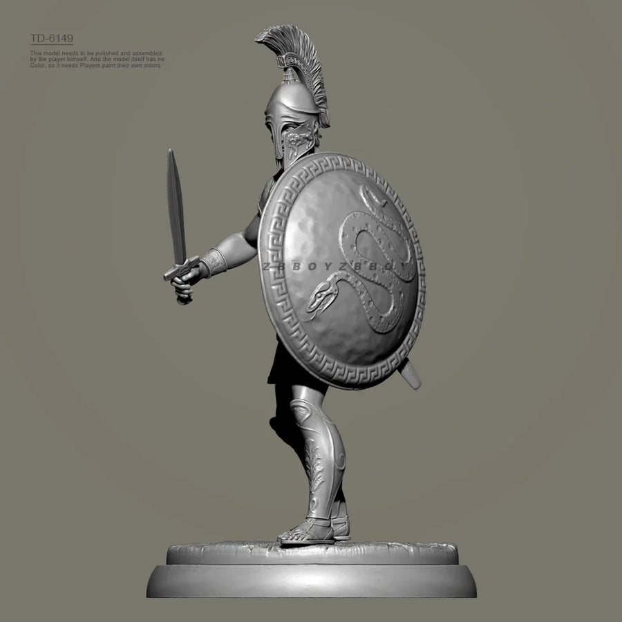 Ancient Greek Hoplite Warrior with Sword and Shield 38mm Resin Figure Kit - resin model view 3