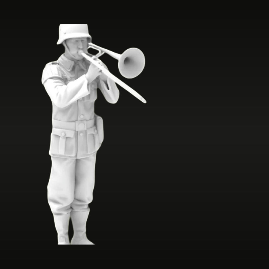 WWII German Military Musician Trombone Player 1/35 Resin Figure Kit - unpainted resin model kit