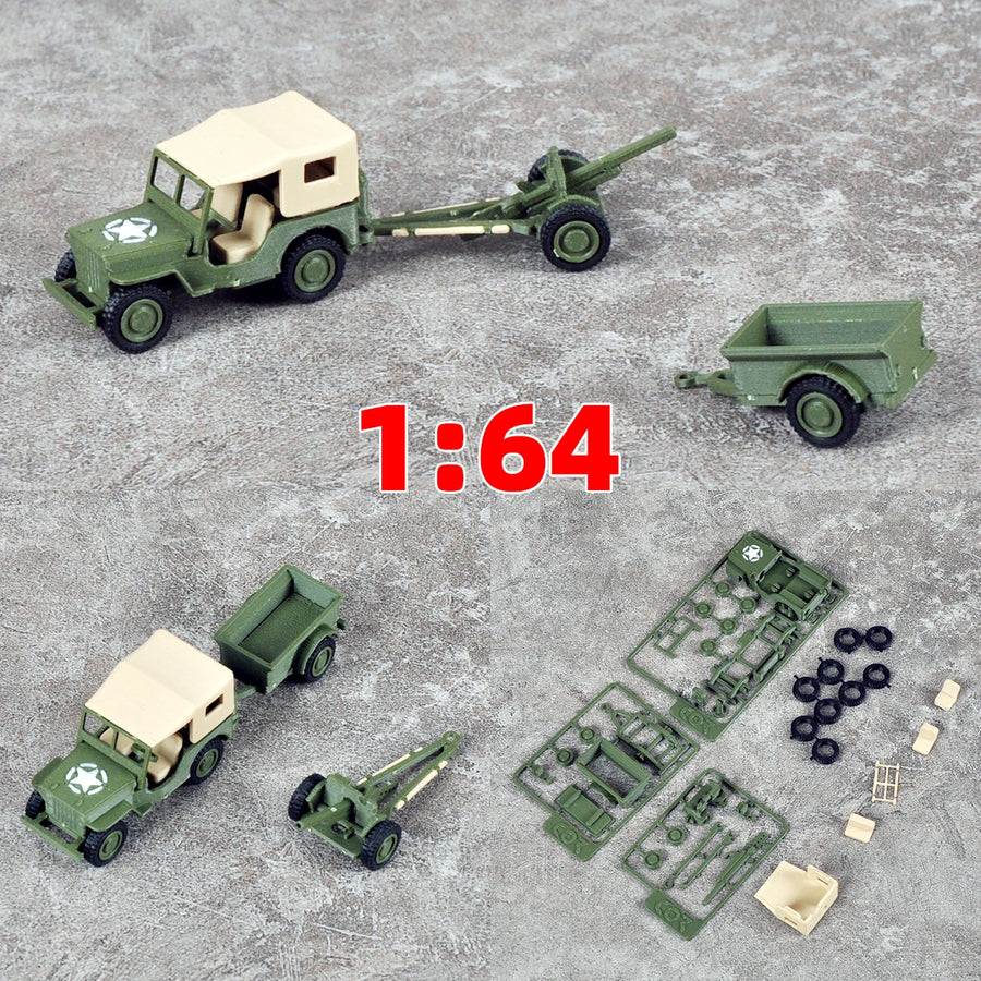WWII Military Jeep with Trailer 1:64 Resin Vehicle Kit - resin model view 2