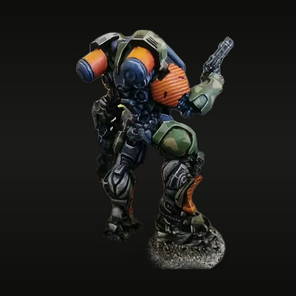 Sci-Fi Exoskeleton Soldier Orange Armor Futuristic Combat 28mm Resin Figure Kit