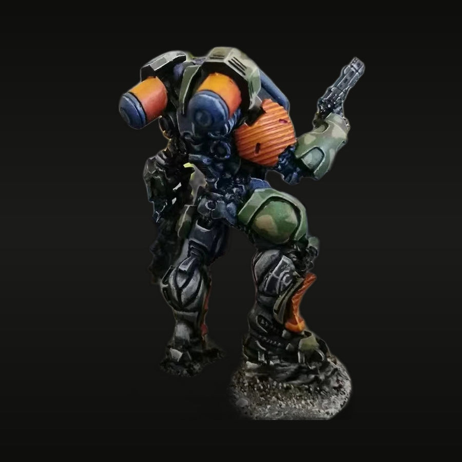 Sci-Fi Exoskeleton Soldier Orange Armor Futuristic Combat 28mm Resin Figure Kit - unpainted resin model kit