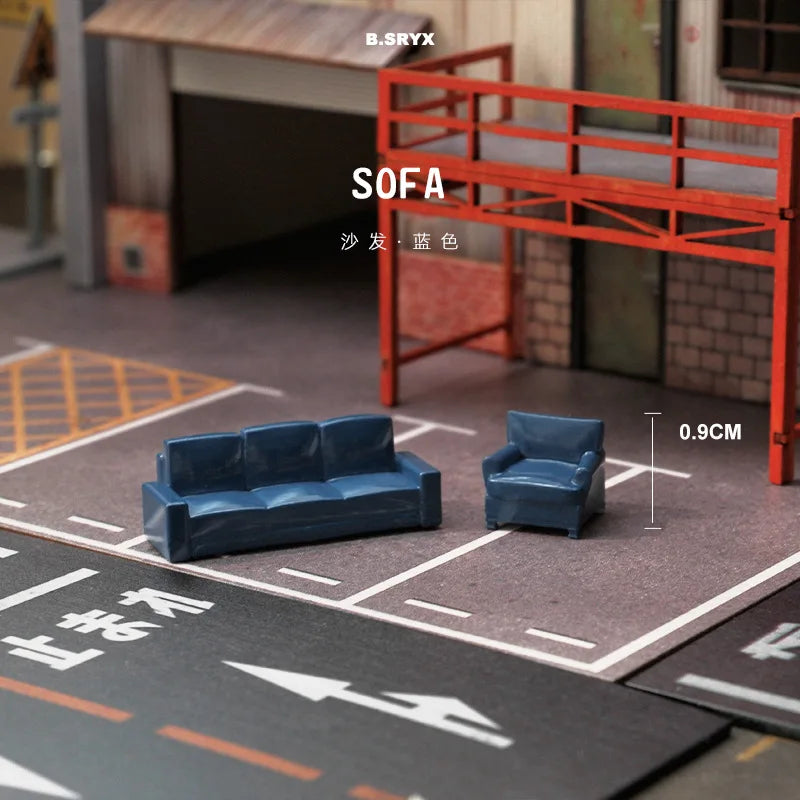 1/64 Miniature Figure Sofa Beauty Girl Furniture Mini Doll Model Figurine DIY Creative Sandtable Photography Props Display Decor