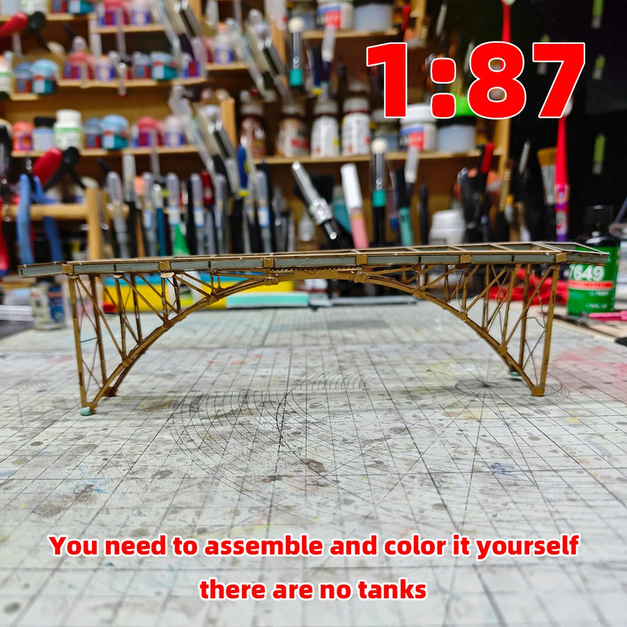 Assembly Architectural Model Sand Table Bridge Wooden Bridge Steel Bridge RAILWAY BRIDGE Diorama Scale Model Kit 1/87