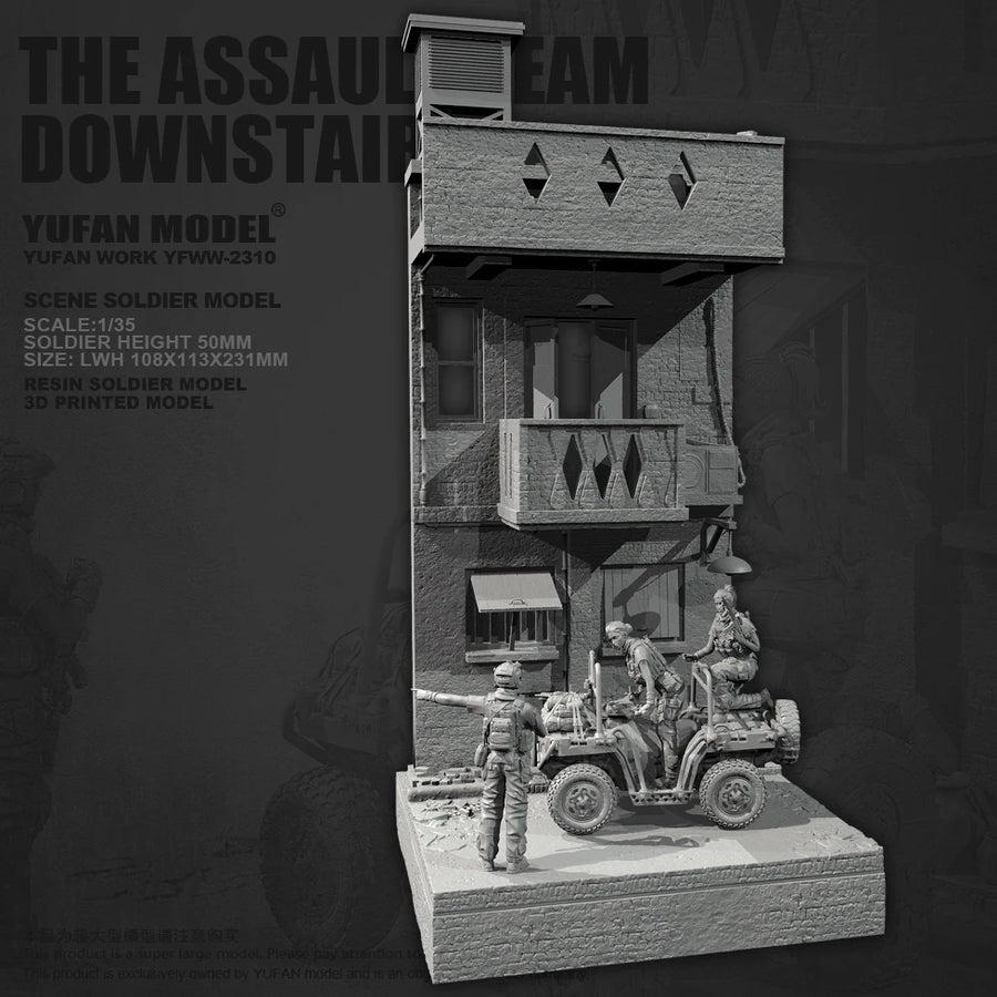 Modern Tactical Operators with UTV and Building Diorama 1/35 Resin Kit - resin model view 2