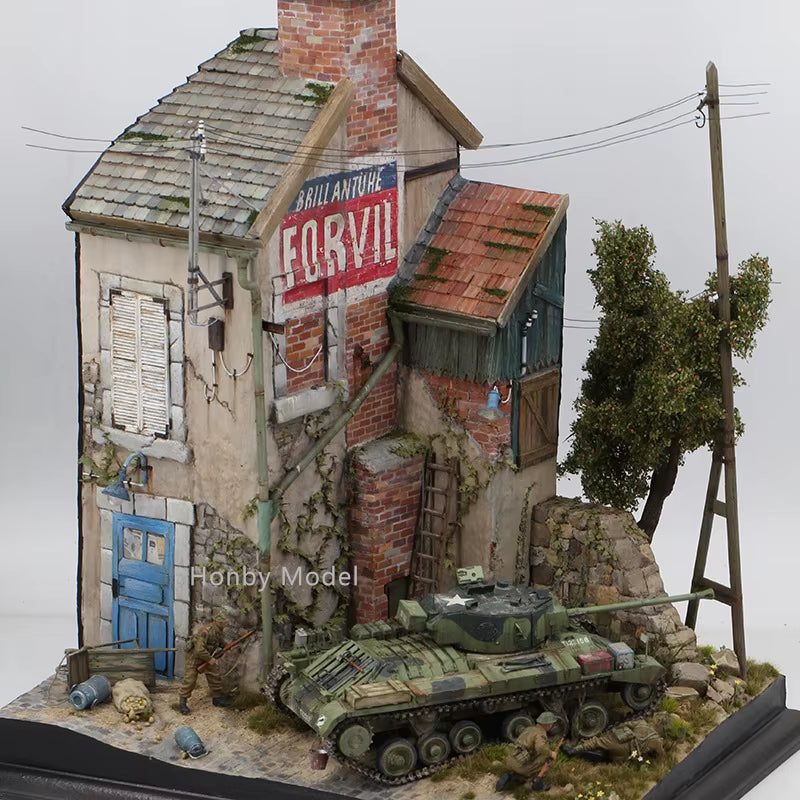 WWII Destroyed French Village Houses Diorama Base 1/35 Resin Terrain Kit - resin model view 2