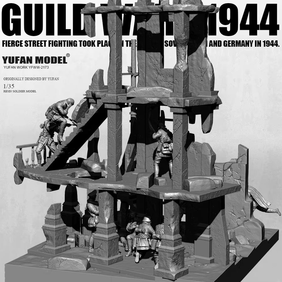 WWII Eastern Front Urban Combat Diorama Set 1/35 Resin Kit - resin model view 3