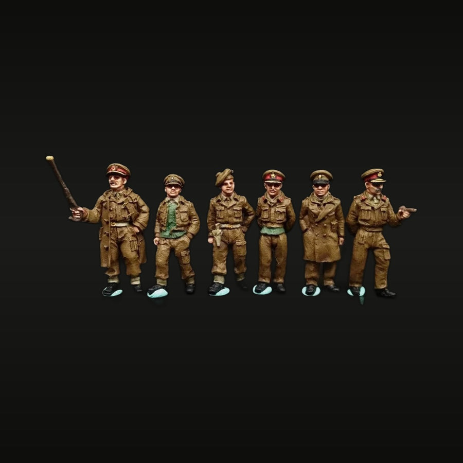 WWII British Infantry Officers and NCOs 6-Figure Set 1/72 Scale Resin Kit - unpainted resin model kit