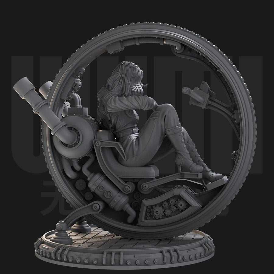 Miniatures Figure 1/24 1/18 Resin Circular Tactical Vehicle Steampunk Female Role GK Unassembled Unpainted Figure Diorama Model
