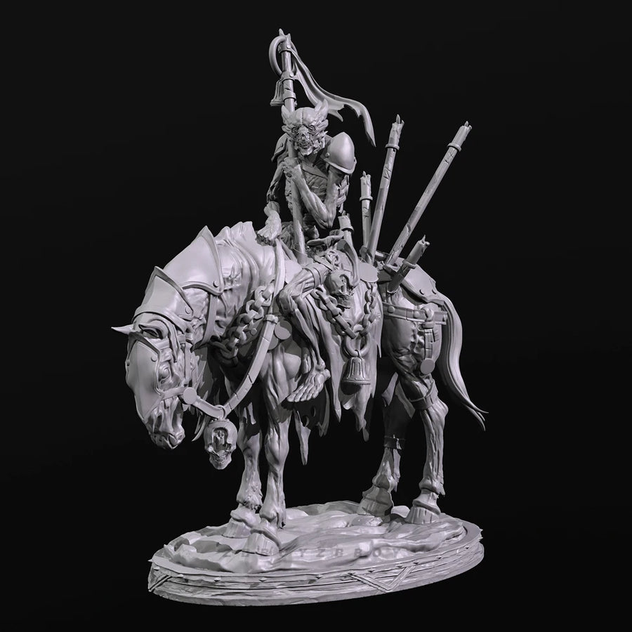Mounted Skeleton Warrior with Dual Spears 60mm Resin Figure Kit - resin model view 3