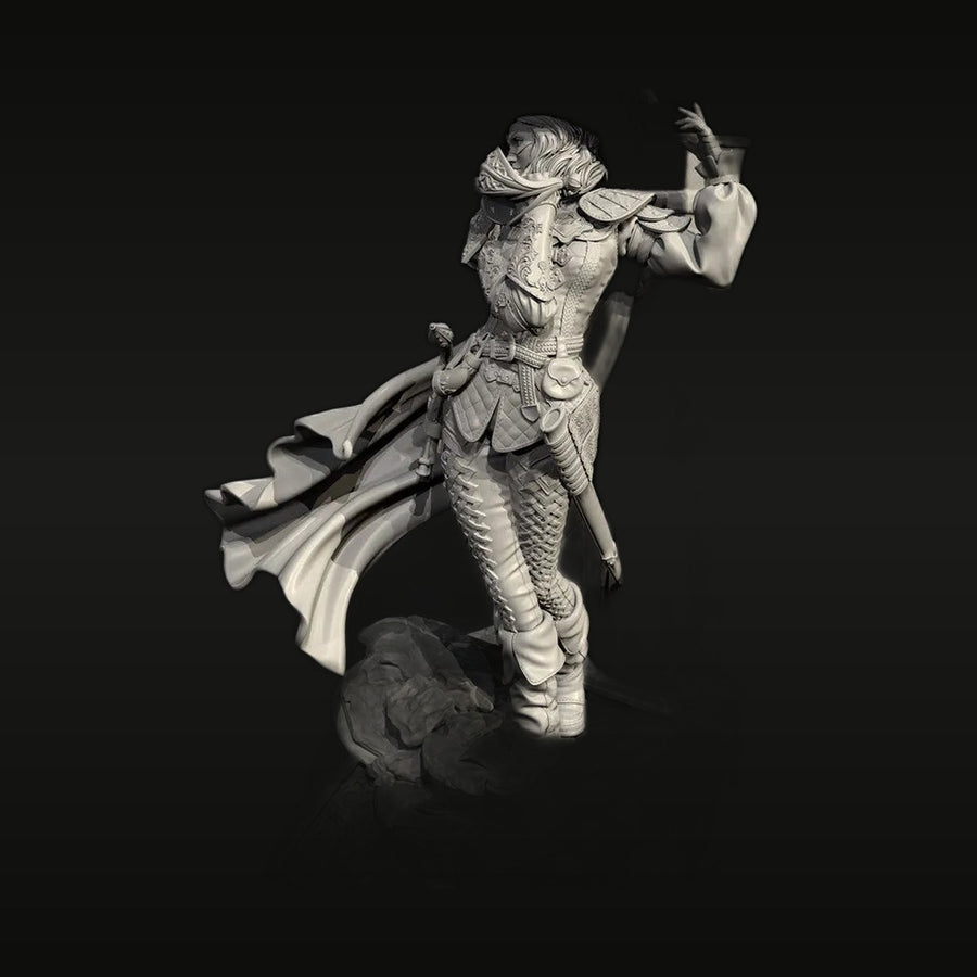 Reptilian Musketeer with Rapier | 38mm | Resin Figure Kit - unpainted resin model kit