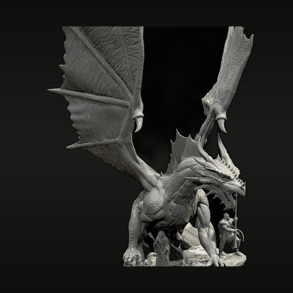 Fantasy Winged Dragon with Victim Diorama Set 70mm Resin Kit