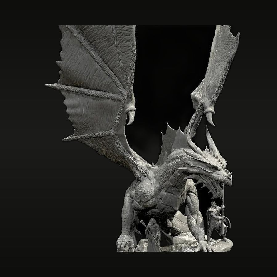 Fantasy Winged Dragon with Victim Diorama Set 70mm Resin Kit - unpainted resin model kit
