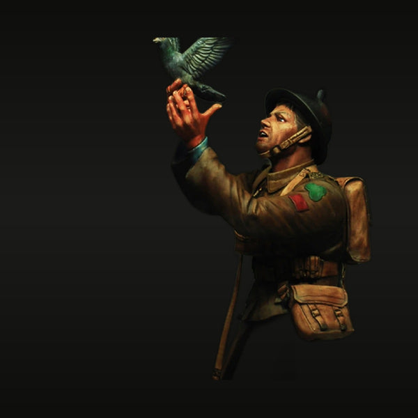 WWII British Soldier with Carrier Pigeon 1/9 Resin Bust
