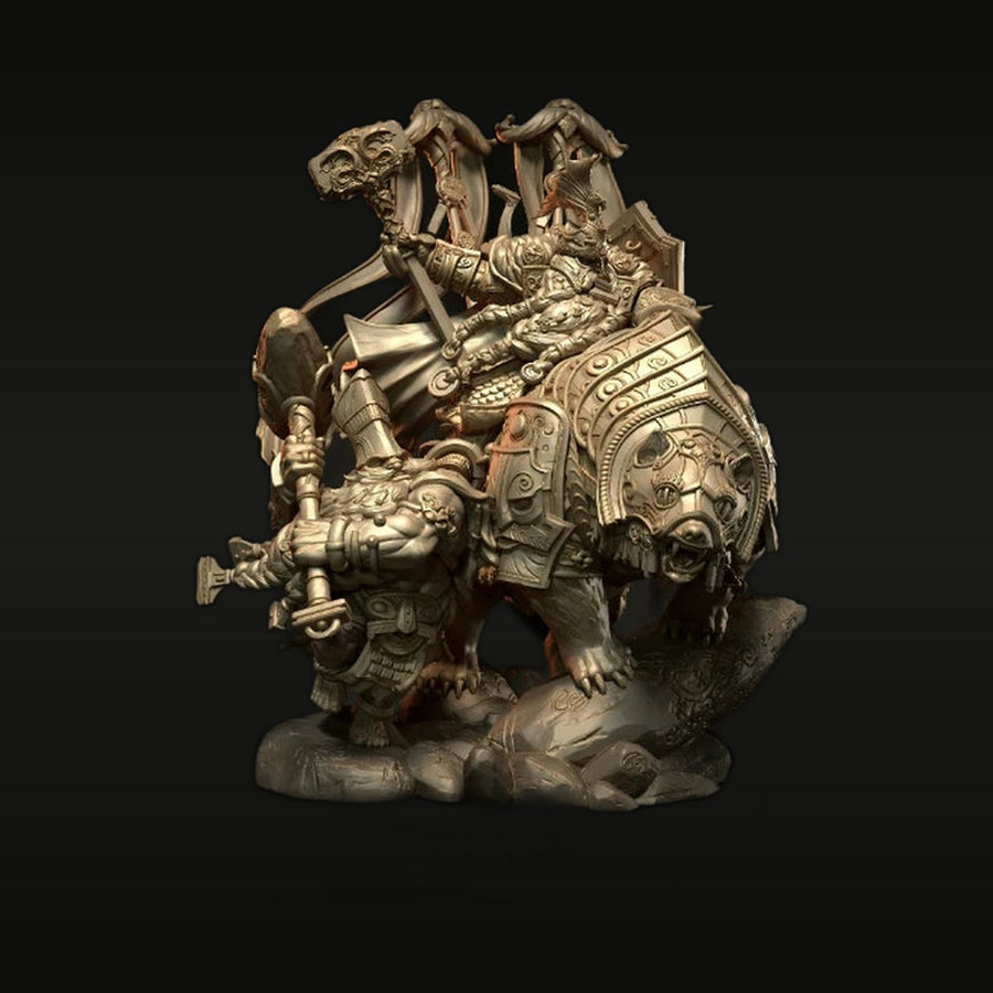 Fantasy Armored Knight on Enchanted Lion 1/24 Resin Figure Kit - unpainted resin model kit