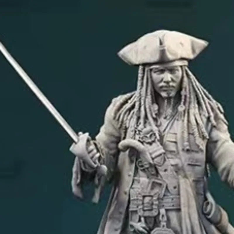 Pirate Captain with Dreadlocks and Cutlass 75mm Resin Bust Kit - unpainted resin model kit