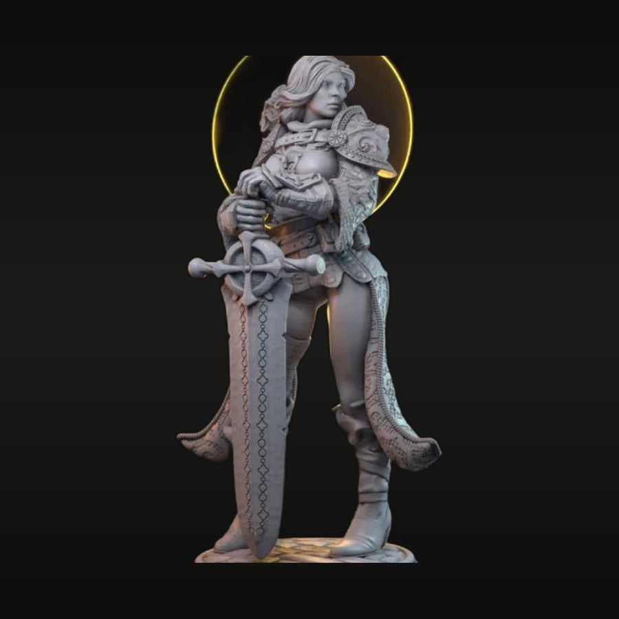 Medieval Holy Knight Female Bust with Longsword 75mm Resin - unpainted resin model kit