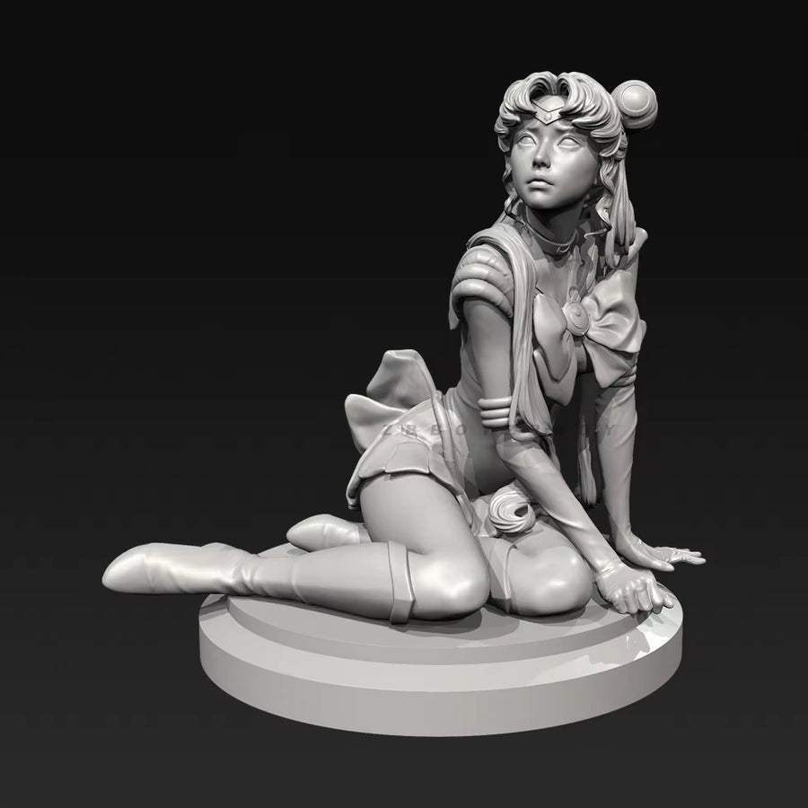 Anime Female Sailor Moon Character Kneeling Pose 30mm Resin Figure Kit - resin model view 2
