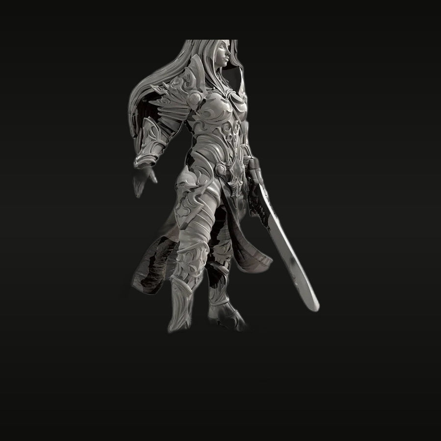Fantasy Female Warrior with Sword and Axe 30mm Resin Figure Kit - unpainted resin model kit