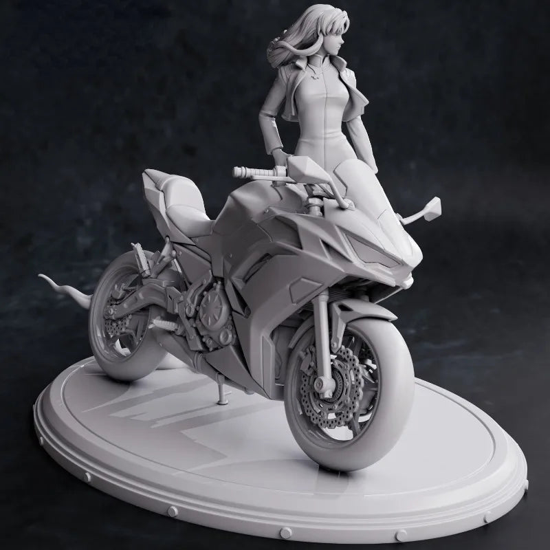 Anime Female Biker with Motorcycle 1/24 Resin Figure Kit - resin model view 3
