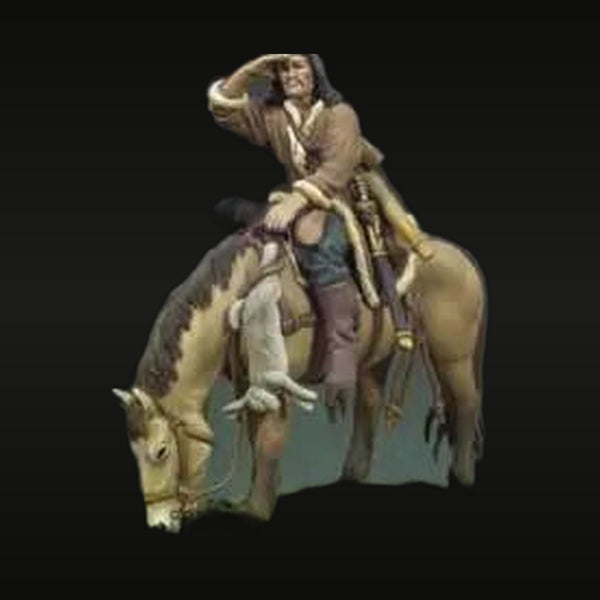 Wild West American Frontier Scout on Horseback with Rifle 54mm Resin Figure Kit