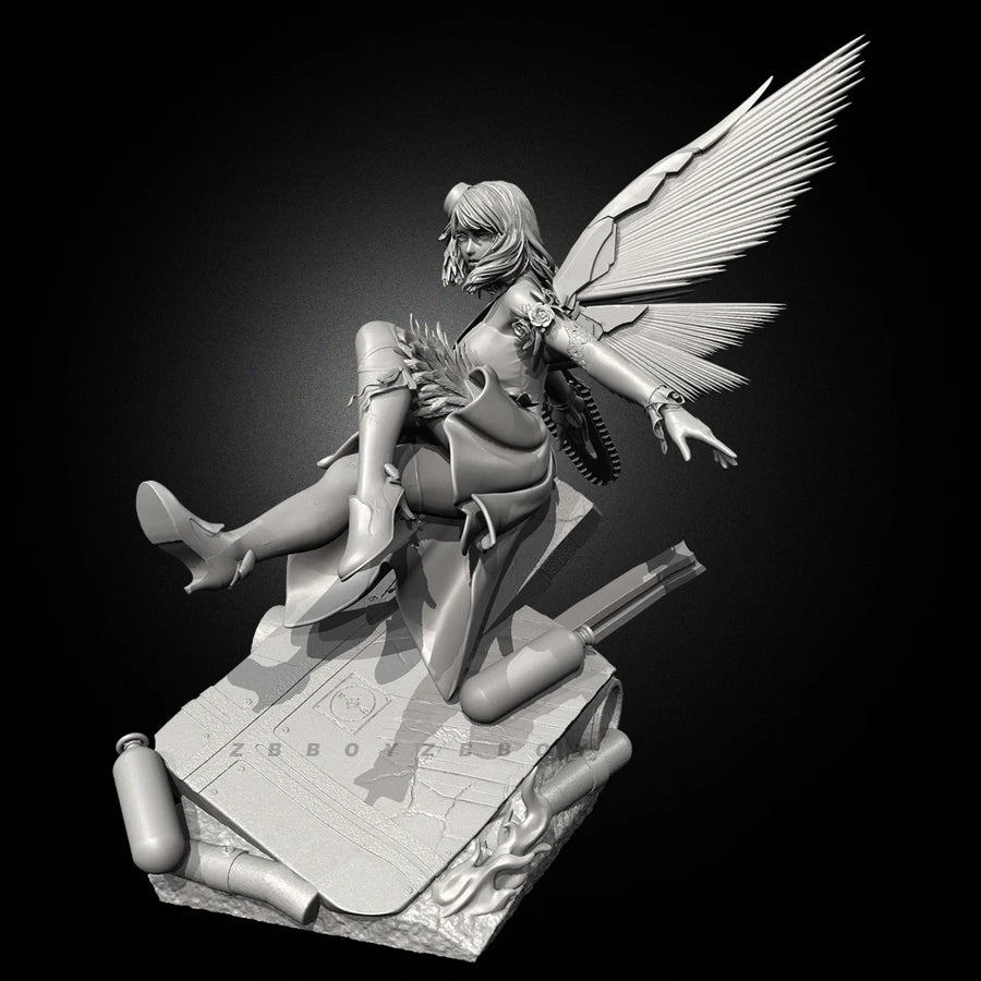 Winged Steampunk Warrior 50mm Resin Figure Kit - resin model view 2