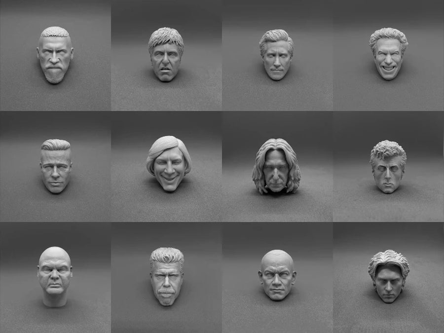 Male Character Head with Pompadour Hairstyle 1/6 Resin Bust Kit - resin model view 2