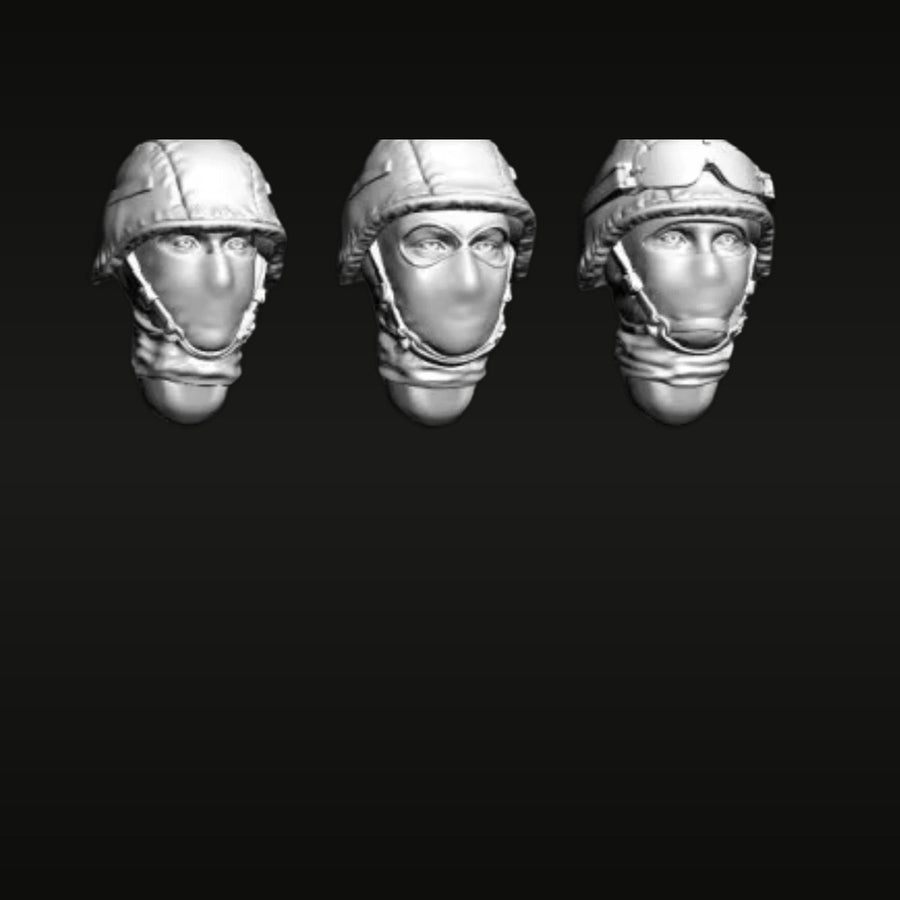 WWII Military Helmeted Head Set 3-Pack 1/35 Resin Replacement Kit - unpainted resin model kit