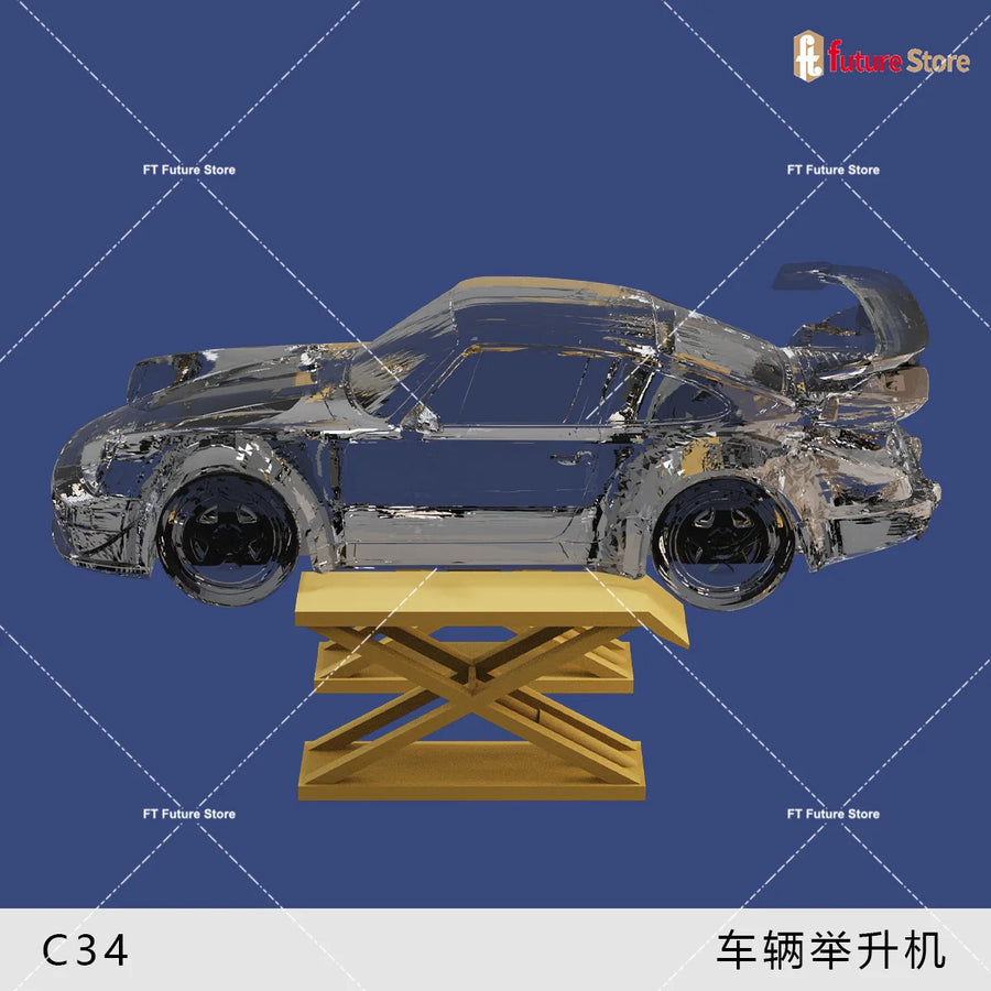1:64 Scale Car Lift Maintenance Garage Model Modification Car Tire Repair Accessories Balancing Machine Model Scene