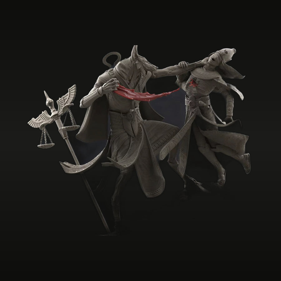 Fantasy Egyptian Jackal Judge Anubis with Scales 1/24 Resin Figure Kit - unpainted resin model kit