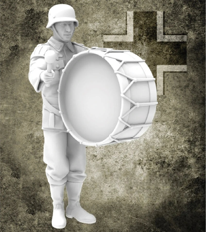 1/35 Scale Die-Cast Resin Figure Model Kit WWII German Band Bass Drum Unassembled and Unpainted