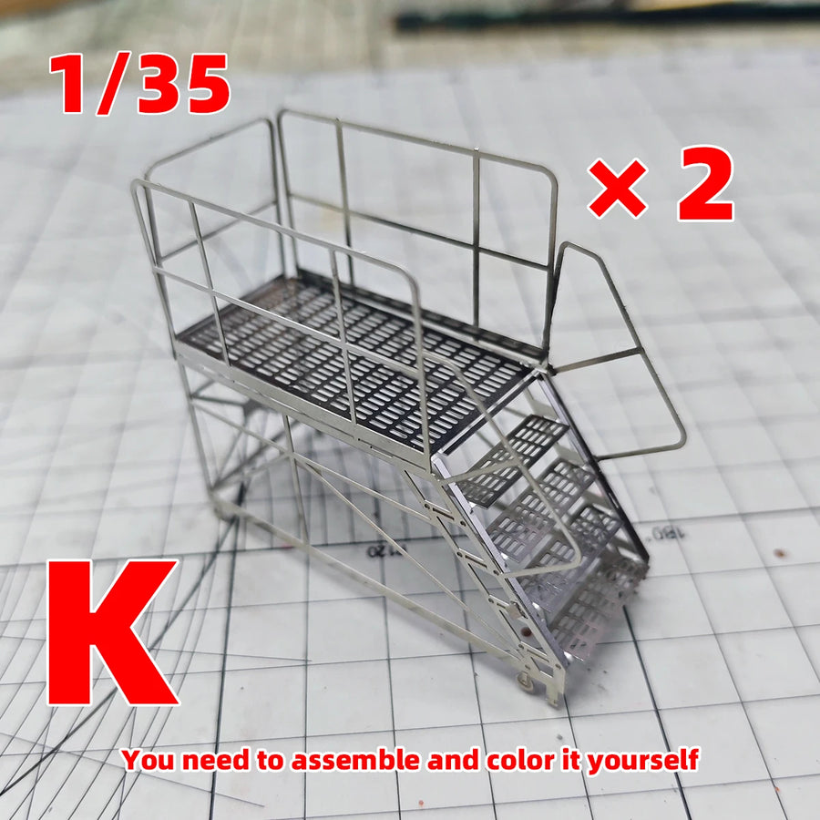 1/35 Photo Eatch Scale Model Kit Maintenance Ladders Climbing Ladder Platform Ottoman Warning Signs Sand Table Diorama Models