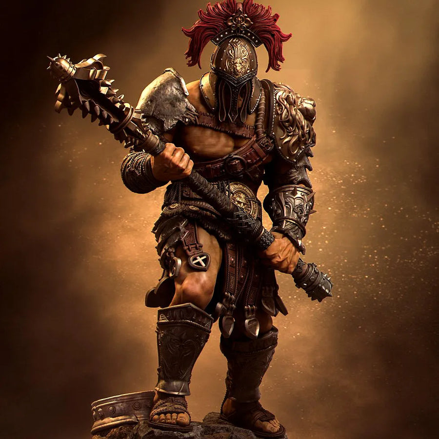 Armored Warrior with Spiked Axe 55mm Resin Figure Kit - resin model view 3