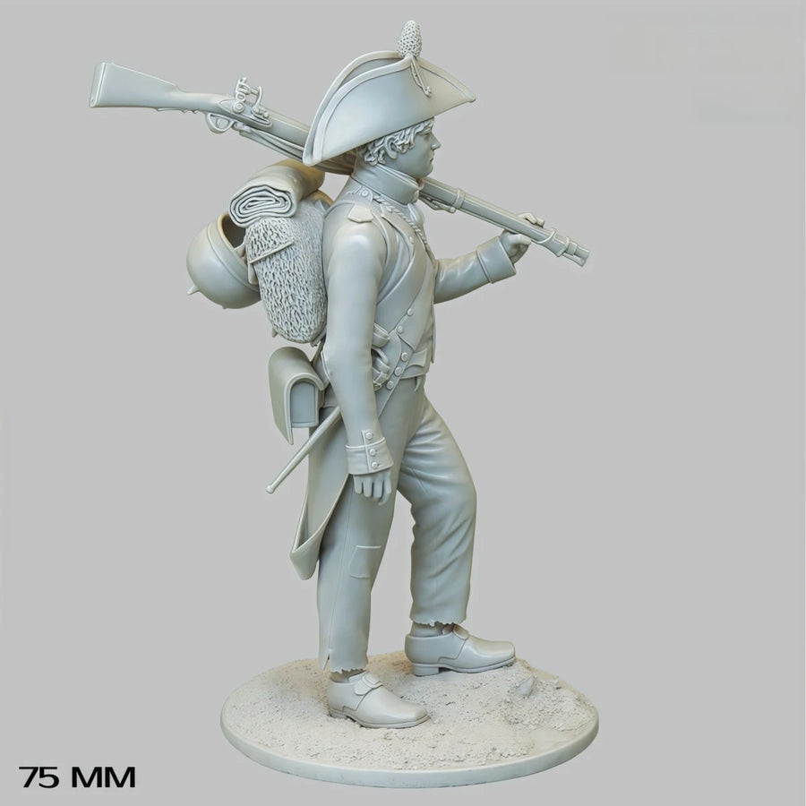 Napoleonic French Officer Musketeer with Bicorne Hat 75mm Resin Figure Kit - resin model view 2