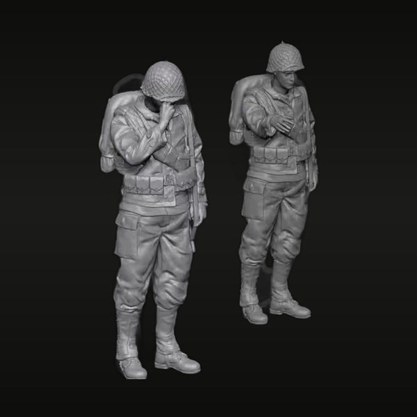 WWII American D-Day Infantrymen Advancing 1/35 Resin Figure Kit