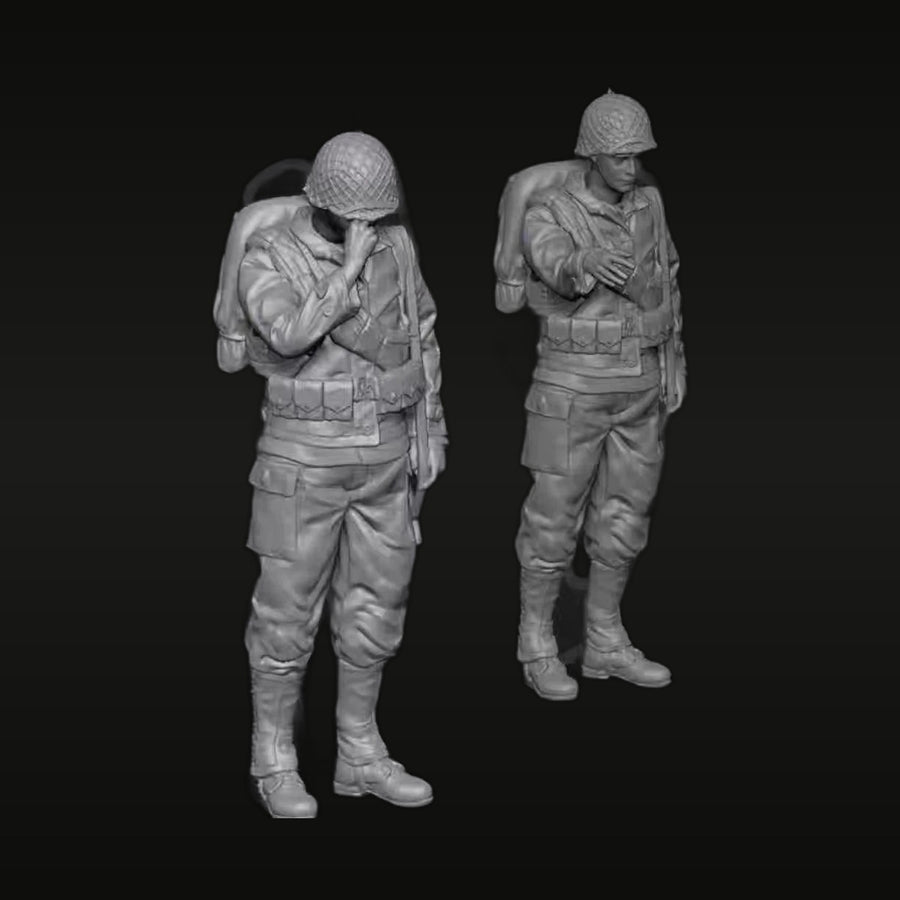 WWII American D-Day Infantrymen Advancing 1/35 Resin Figure Kit - unpainted resin model kit