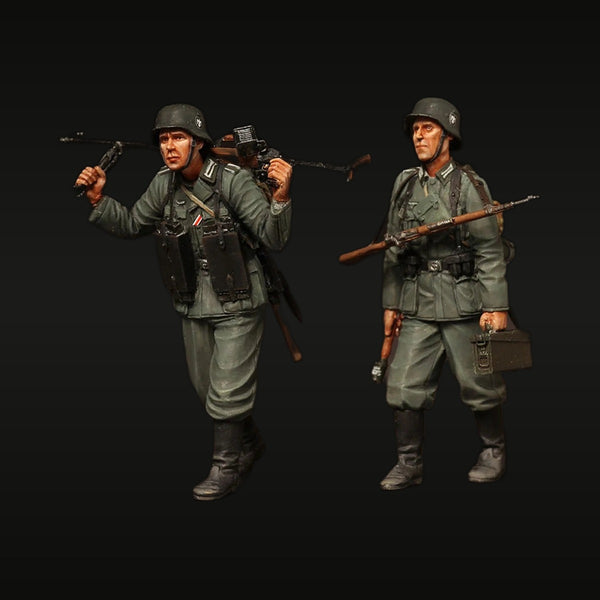 WWII German Infantry MG34 and Kar98k Riflemen Set 1/35 Resin Figure Kit