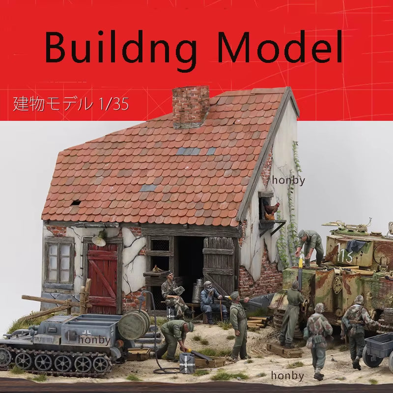 1/35 Model Scenario Suite DIY Handmade Materials Scenario Building European Style Bungalow House Sand Table Scale Model Tools