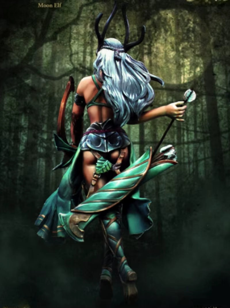 1/24 Scale Moon Elf Jungle Female Shooter Resin Figure Model Kit Fantasy Hobby Miniatures Unassembled Unpainted Toy Diorama