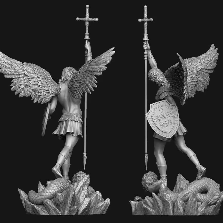 Saint Michael Archangel Defeating Dragon 75mm Resin Figure Kit - resin model view 4