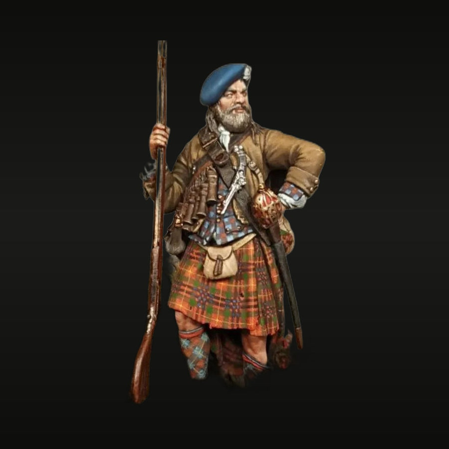 Scottish Jacobite Highlander with Musket 75mm Resin Figure Kit - unpainted resin model kit