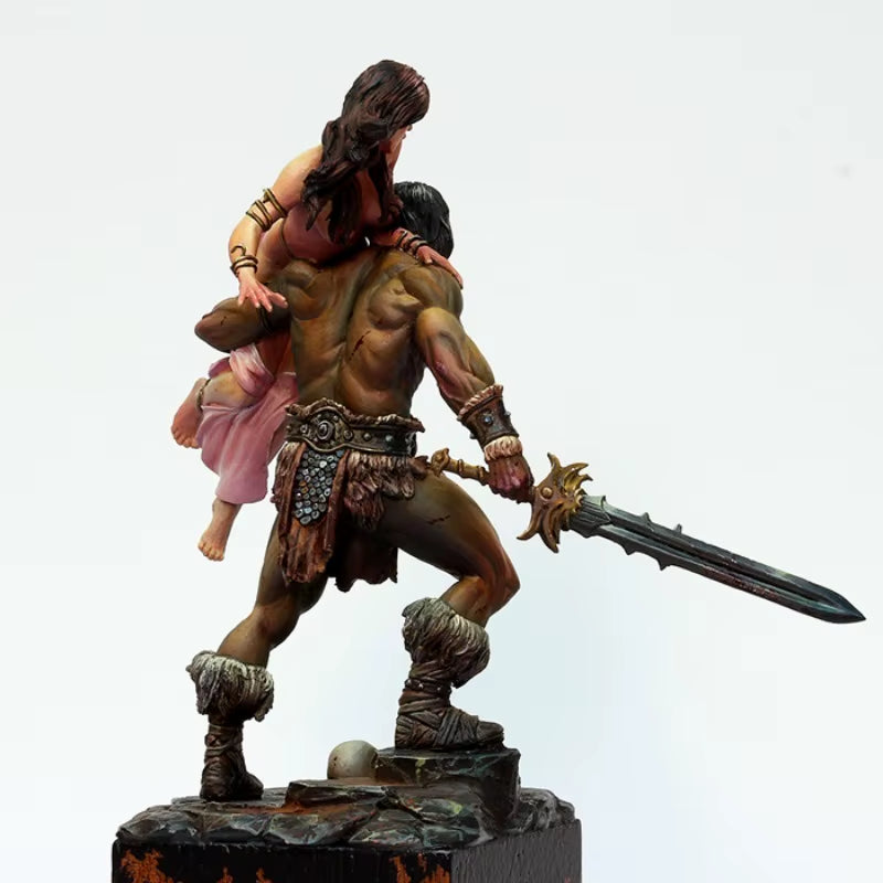 Fantasy Warrior Female and Monster Creature with Shield 1/24 Resin Multi-Part Kit - resin model view 5
