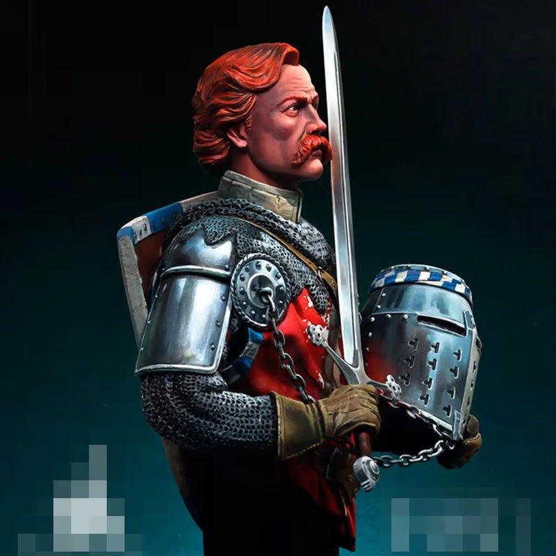 Medieval Scottish Warrior with Heraldic Lion Shield 1/12 Resin Bust Kit - resin model view 3